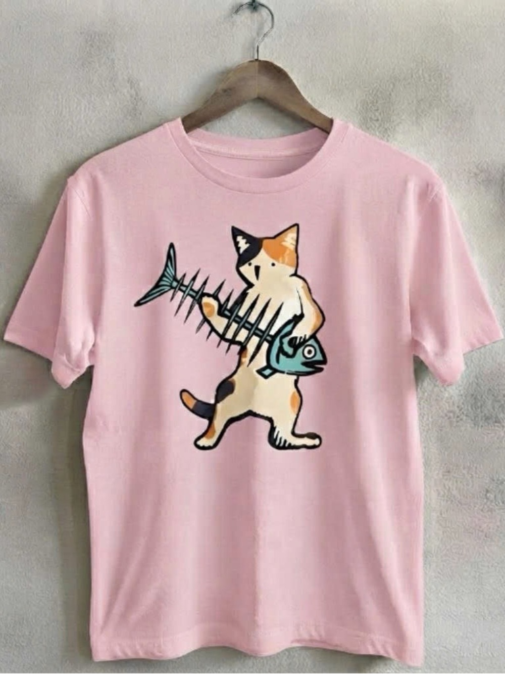 Gildan Shirt Pink Funny Cat Playing Guitar Graphic Tee
